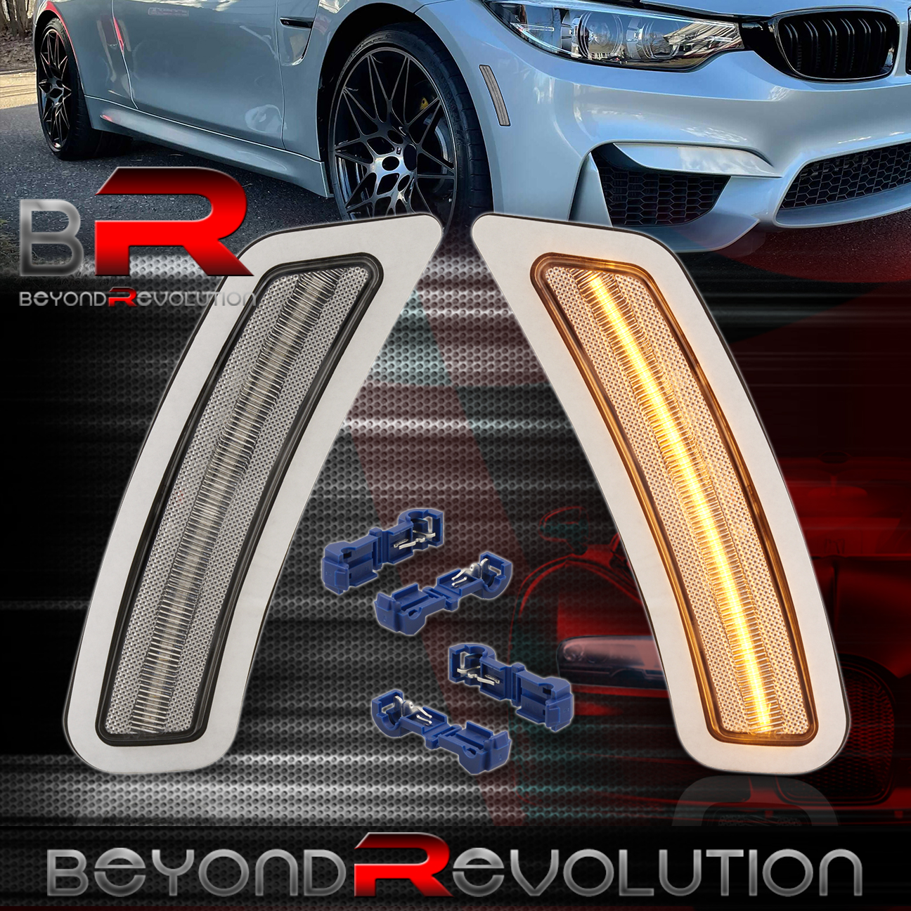 For 2015-2020 F80 M3 / F82 M4 Chrome LED Side Markers Light